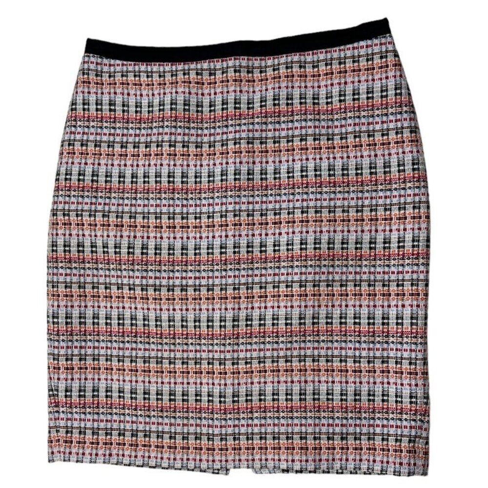 Talbots Petites Tweed Textured Colorful Pencil Skirt Fully Lined Size 12 Petite
